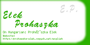 elek prohaszka business card